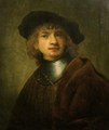 A youth in a cap and gorget - Rembrandt Van Rijn