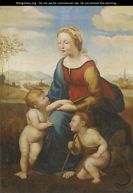 The Madonna and Child with the Infant Saint John the Baptist in a landscape La belle Jardiniere - Raphael