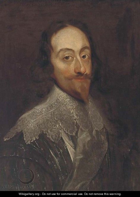 Portrait of King Charles I, quarter-length, in a doublet and lace collar - Sir Anthony Van Dyck