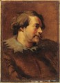Portrait of Hubert van den Eynden, small bust length in a brown coat and linen collar - Sir Anthony Van Dyck
