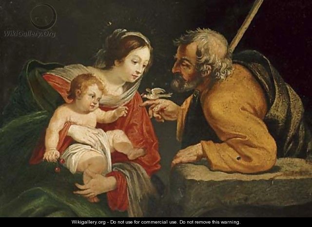 The Holy Family with a bird - (after) Simon Vouet
