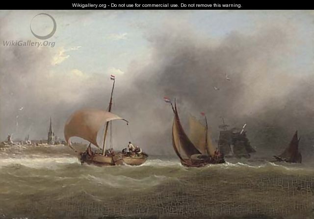 Barges and other shipping in a squall off the Low Countries - (after) Frederick Calvert