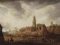A view of Antwerp with townsfolk in the foreground - (after) Frans De Momper