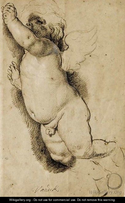 A flying putto looking up - (after) Francois Duquesnoy