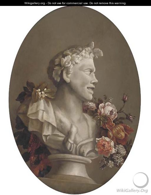 A bust of Pan adorned with a garland of flowers - (after) Gaspar-Pieter The Younger Verbruggen