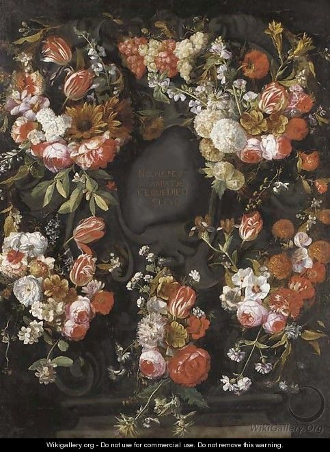 A garland of roses - (after) Caspar Pieter I Verbrugghen