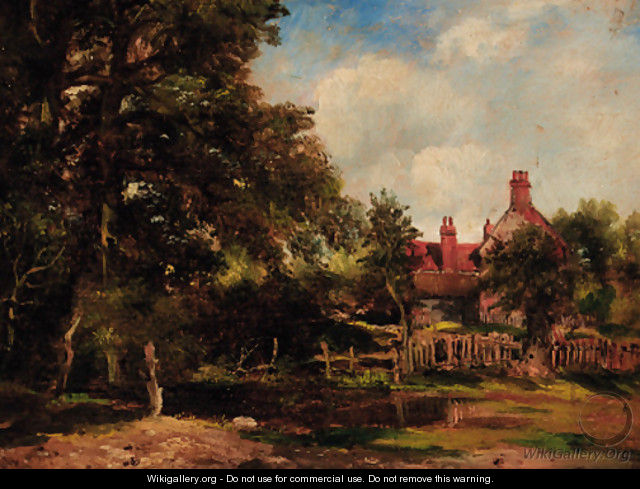 A cottage in a wooded landscape - (after) Frederick William Watts
