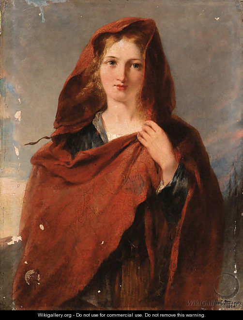 Woman in red shawl - (after) Girolamo Induno