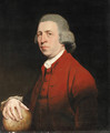 Portrait of Dr. Barkley, half length, his right hand resting on a globe - (after) Romney, George
