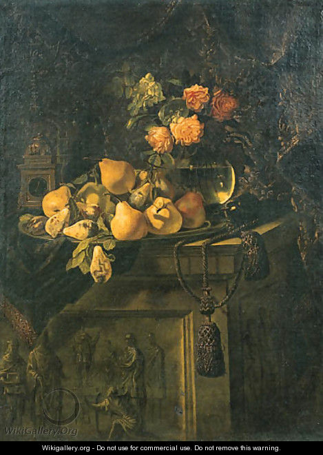 Fruit on a plate - (after) Giovanni Battista Salvi