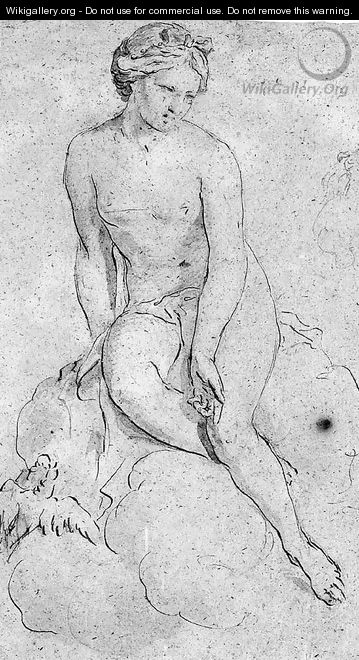 Venus Seated On A Cloud - (after) Giambettino Cignaroli