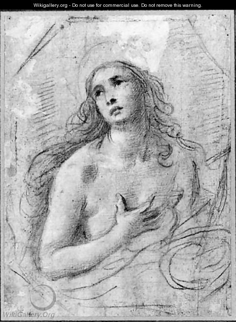 Mary Magdalene in penitence, bust length - (after) Giovanni Gioseffo Da Sole