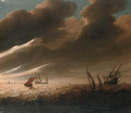 Shipping off a distant coastline - a fragment - (after) Cornelis Mahu