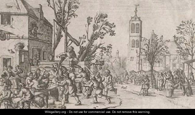 A festival in a market square - (after) Cornelis Droochsloot