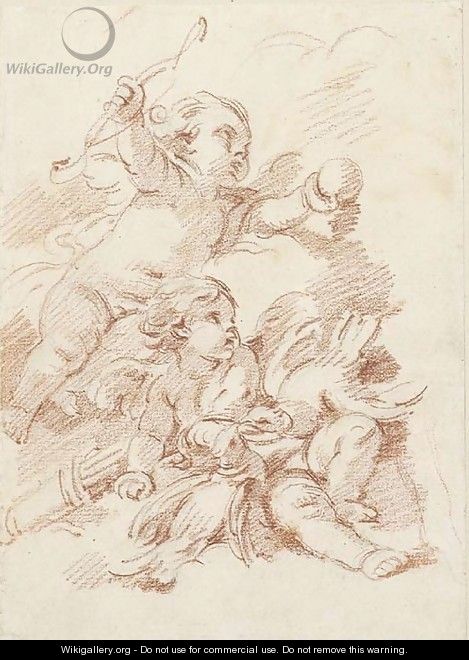 Two putti - (after) Francois Boucher