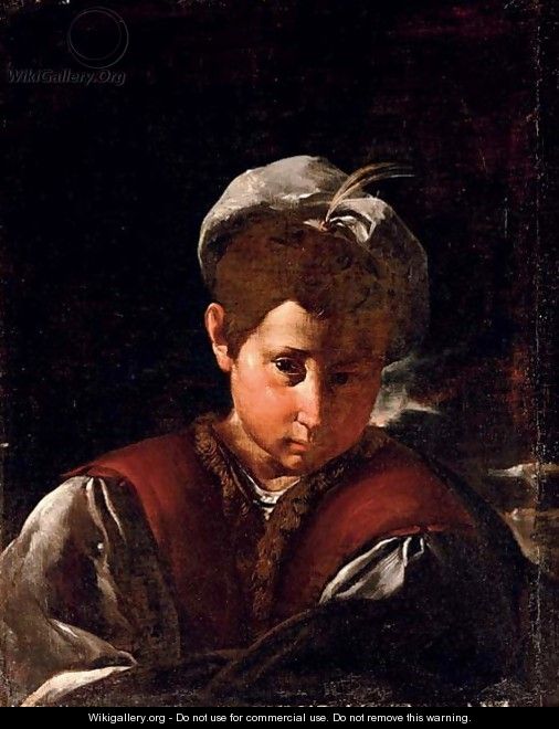Portrait of a boy with a plumed hat - (after) Flaminio Torri
