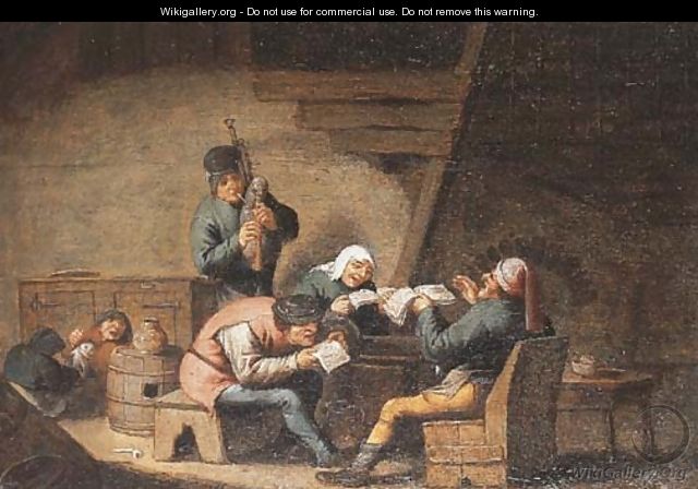 Peasants singing in a cottage - (after) Anthonie Victorijns