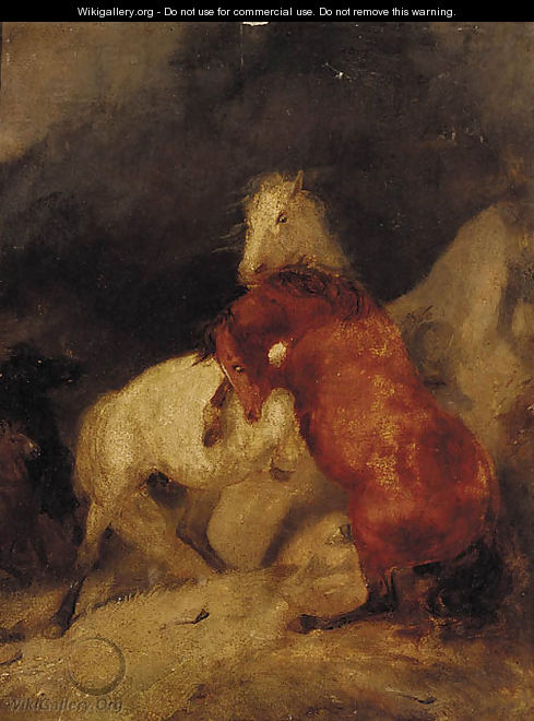 Horses fighting - (after) Charles Hancock