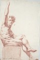 A seated nude wearing a crown of oak leaves, his right arm raised - (after) Cesare Dandini