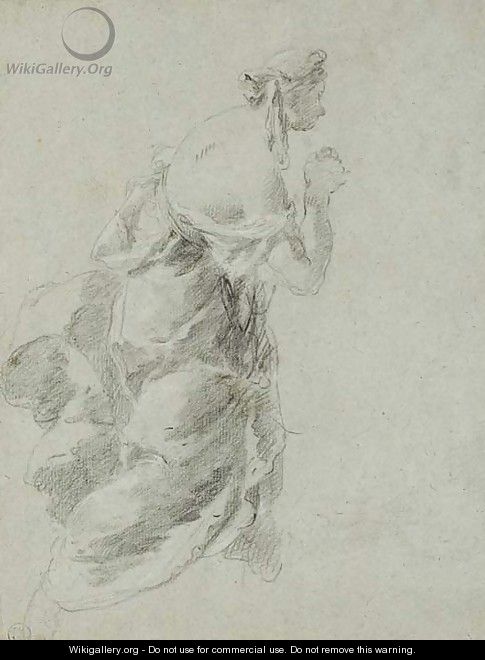 Femme agenouillee les mains jointes - (after) Giovanni Battista Piazzetta
