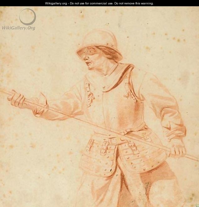 Un soldat casque tenant une lance, tourne vers la gauche - (after) Gerrit Adriaensz Berckheyde