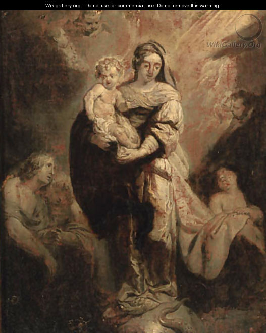 The Virgin and Child triumphant over sin - en grisaille - (after) Abraham Jansz. Van Diepenbeeck