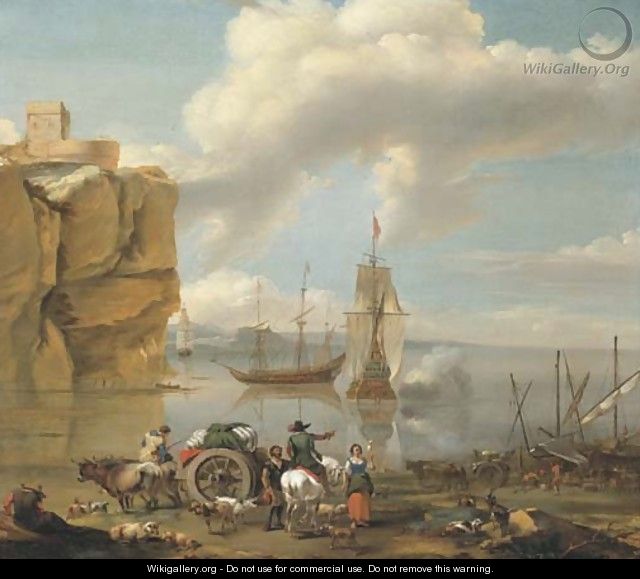 A coastal landscape with a horseman - (after) Abraham Jansz. Begeyn