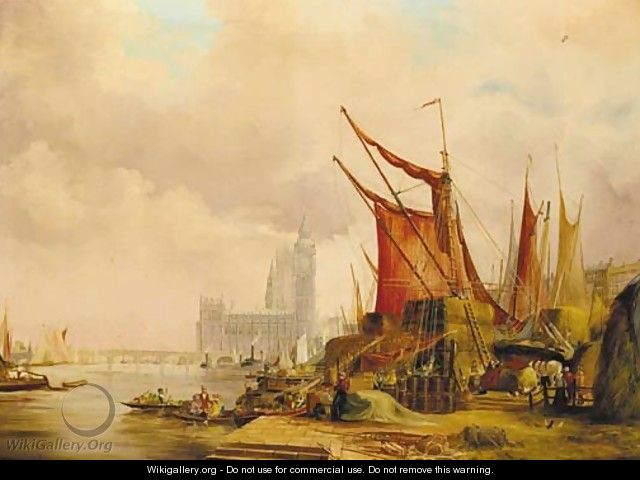 On the Embankment looking west to the Houses of Parliament - (after) Alfred Pollentine