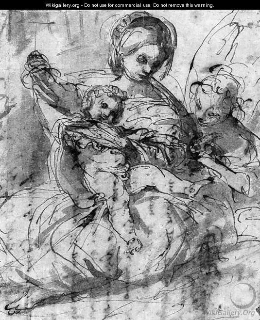 The Madonna And Child With An Angel - (after) Alessandro Tiarini