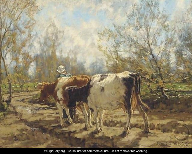 Leading the cattle along a country track - Arnold Marc Gorter