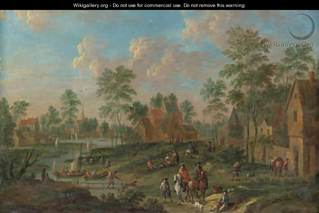 River Landscapes with Travellers in Villages - Arnold Frans Rubens