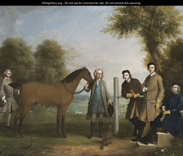 Group Portrait, Including Edward Chester (1712-1767), Owner Of Cockenhatch, His Brother, Peter (1720-1799), Governor Of Florida, A Groom And The Clerg - Arthur Devis