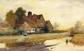 A Figure before a Cottage at Market Drayton, Shropshire - Arthur Claude Strachan