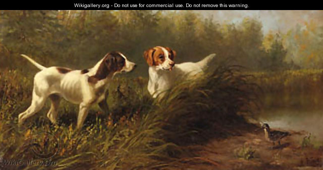On Point, A Setter and Pointer wih a Woodcock - Arthur Fitzwilliam Tait