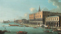 The Bacino di San Marco, Venice, looking west with the Doge's Palace, the entrance to the Grand Canal and Santa Maria della Salute beyond - Antonio Joli