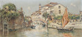 A View of La Giudecca, and A View of a Venetian Canal - Antonio Maria de Reyna