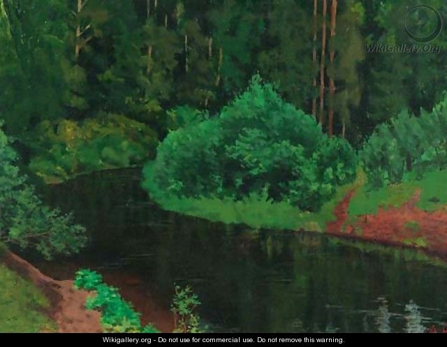 Wooded Landscape with River - Arkadij Aleksandrovic Rylov