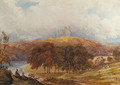 A view of Penrhyn Castle, Wales, with figures in the foreground - Anthony Vandyke Copley Fielding