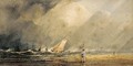 A figure standing on a beach with shipping beyond - Anthony Vandyke Copley Fielding