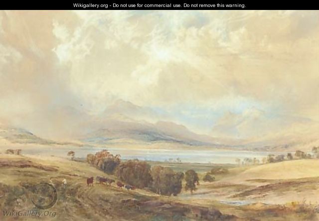 View of Langdale Pikes and Bow Fell, over Windermere, Westmoreland - Anthony Vandyke Copley Fielding