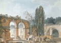 The courtyard of a ruined classical villa - Antoine Pierre Mongin