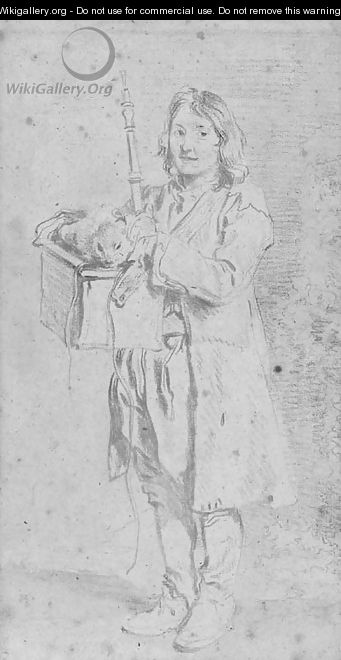 A young Savoyard holding an oboe and a marmot in its case - Jean-Antoine Watteau