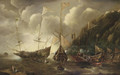A Mediterranean capriccio of a sea fight between European merchantmen and Ottoman galeasses - Andries Van Eertvelt