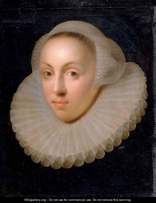 Portrait of a lady, bust-length, in a lace collar and headdress - Anglo-Flemish School