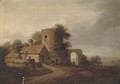 A landscape with farm buildings and figures - Anglo-Dutch School