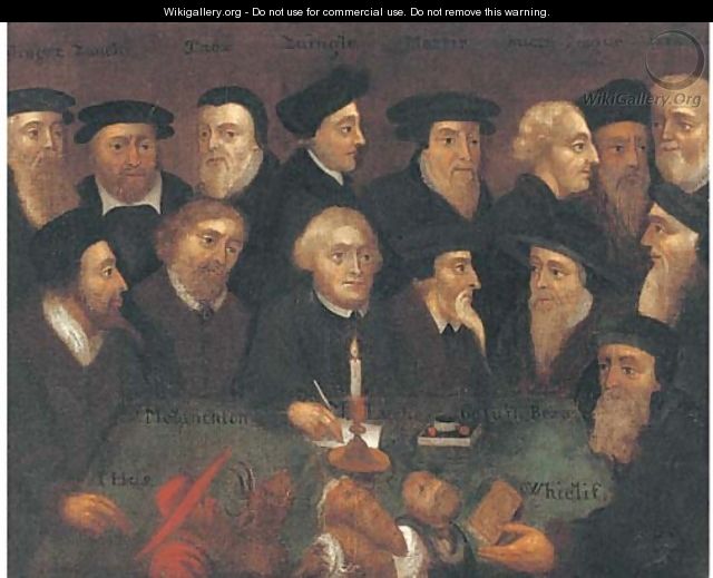 A group portrait of Reformers Henry Bullinger - Anglo-Dutch School
