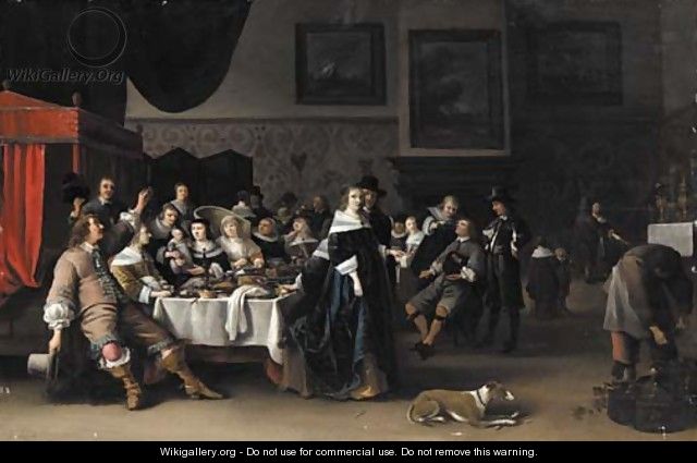 An interior with a christening party - Anthonie Palamedesz. (Stevaerts, Stevens)