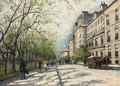 Carriages and figures on a Parisian street - Antal Berkes