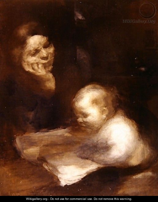 Mother and Child reading - Eugene Carriere