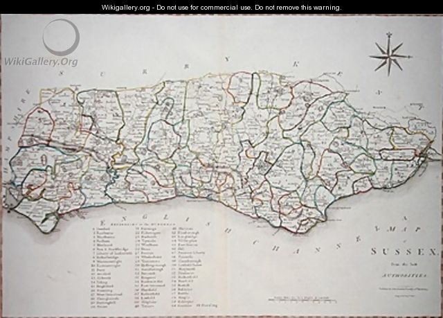 Map of Sussex - (after) Cary, John